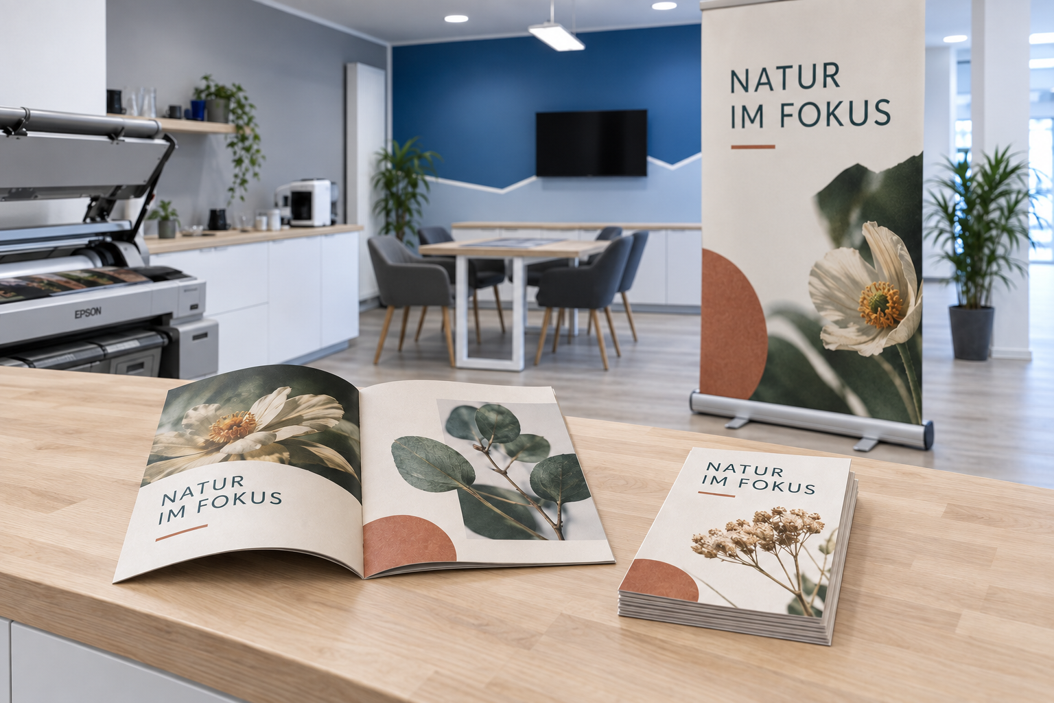 Broschüre, Flyer und Roll-up-Banner – individuelles Druckprodukt anfragen